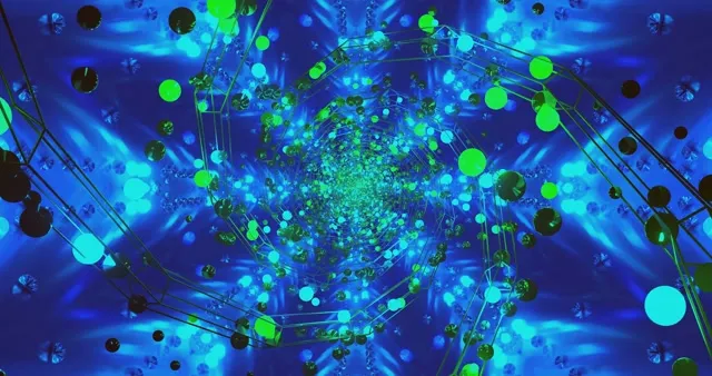 Cyan Nodes VJ Loop - Tech Sphere Screensaver 4K Neon Tunnel